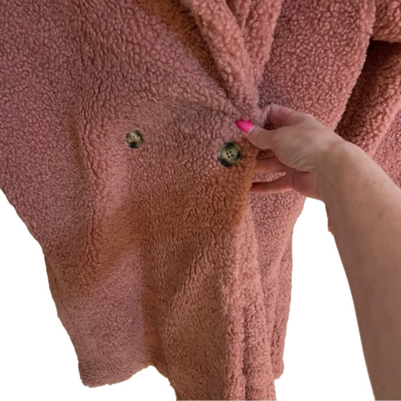 SADIE & Sage by Anthropologie Marta Diverse Dusty Pink Shearling Teddy C… - Picture 8 of 13